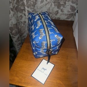 Dabney Lee zebra blue cosmetic bag